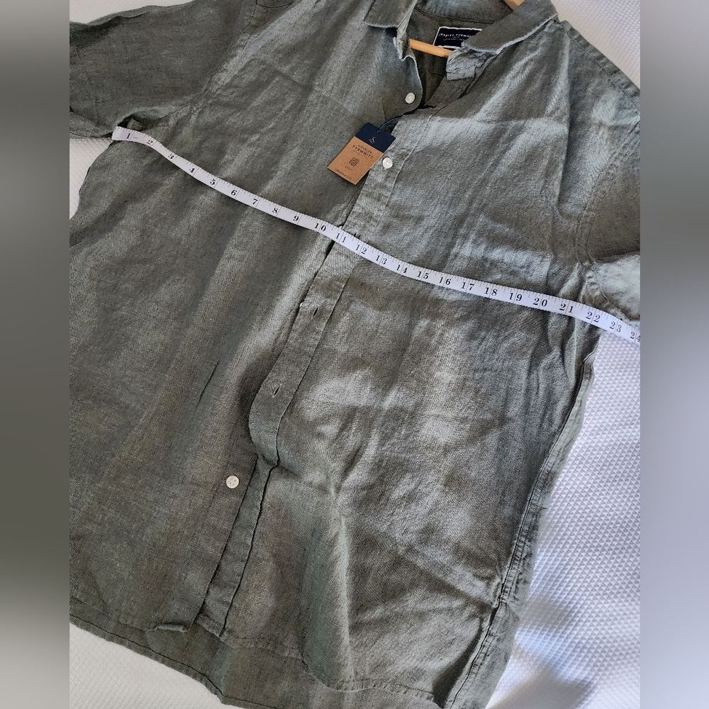 Charles Tyrwhitt Men's Green Pure Linen Shirt - Picture 11 of 14